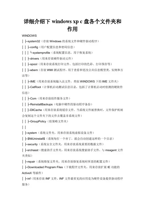 详细介绍下windows xp c盘各个文件夹和作用