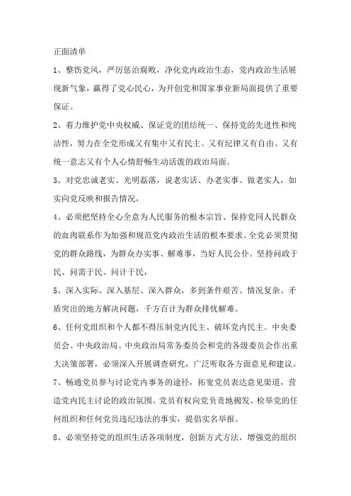 正面清单