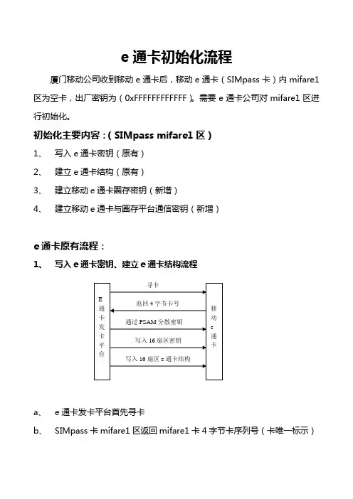 移动e通卡初始化流程说明