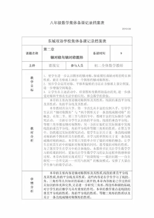 八年级数学集体备课记录档案表