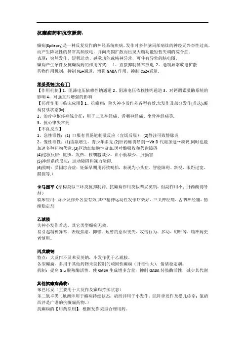 药理-抗癫痫药和抗惊厥药(精华)