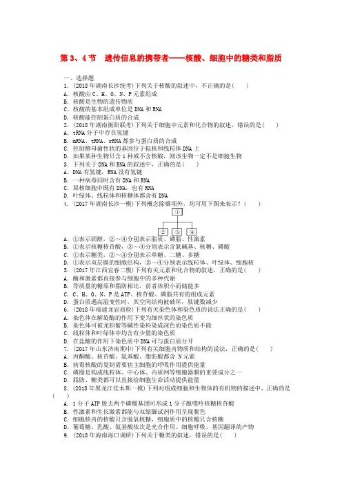 2019版高考生物一轮总复习 第2章 组成细胞的分子 第3、4节 遗传信息的携带者——核酸、细胞