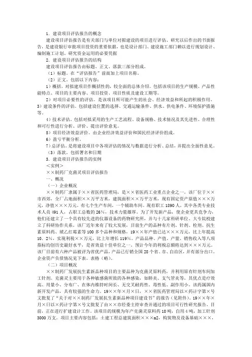 建设项目评估报告