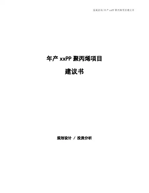 年产xxPP聚丙烯项目建议书