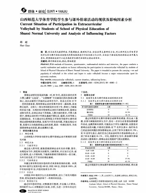 山西师范大学体育学院学生参与课外排球活动的现状及影响因素分析