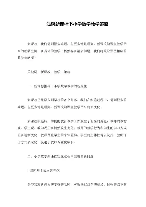 浅谈新课标下小学数学教学策略