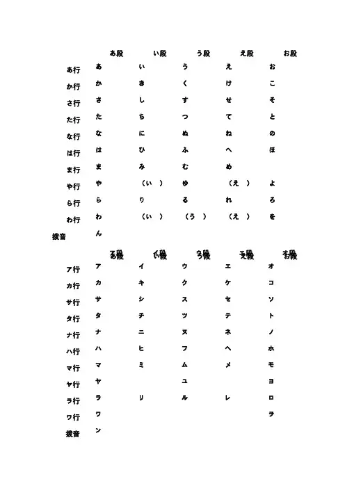 日语五十音图练习打印版