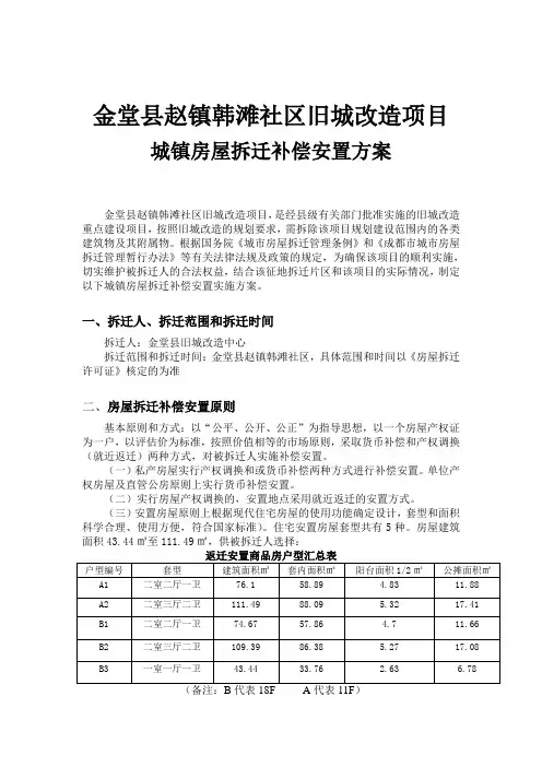 金堂韩滩社区420亩旧城改造项目城镇房屋