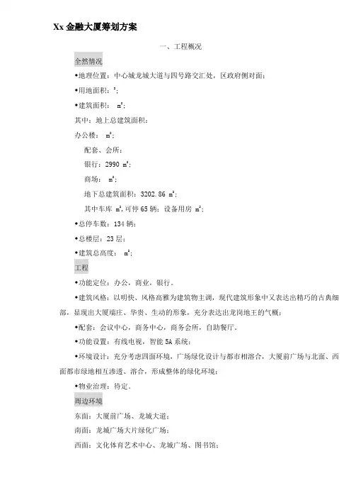 某金融大厦策划方案