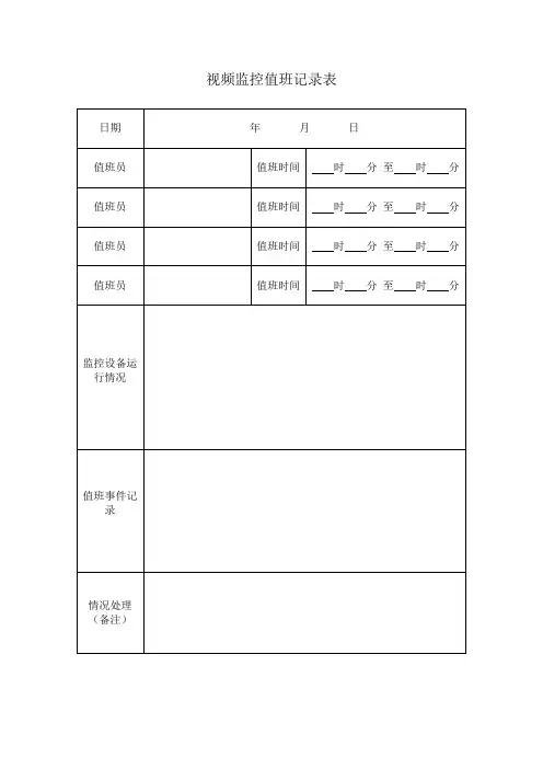 视频监控值班记录表
