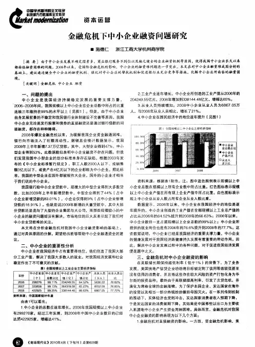 金融危机下中小企业融资问题研究