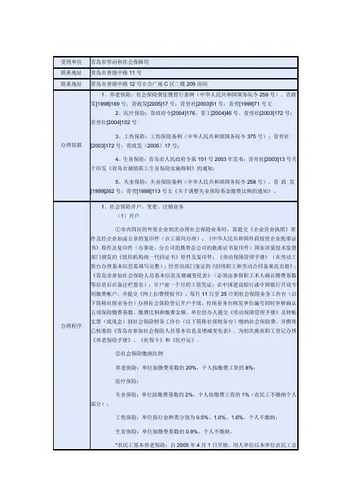 青岛市社会保险办理指南