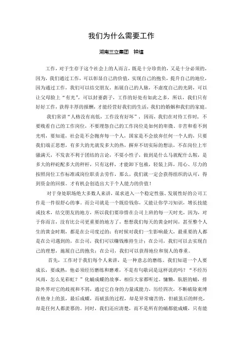 我们为什么需要工作