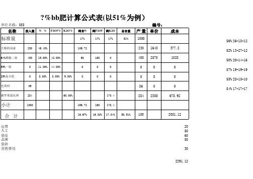 BB肥配方计算公式表