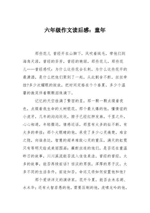 六年级作文读后感：童年_0