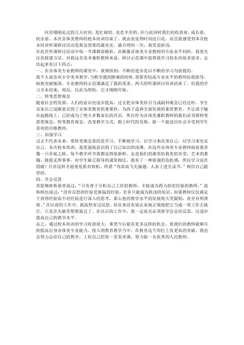 小学美术兼职教师校本培训心得体会