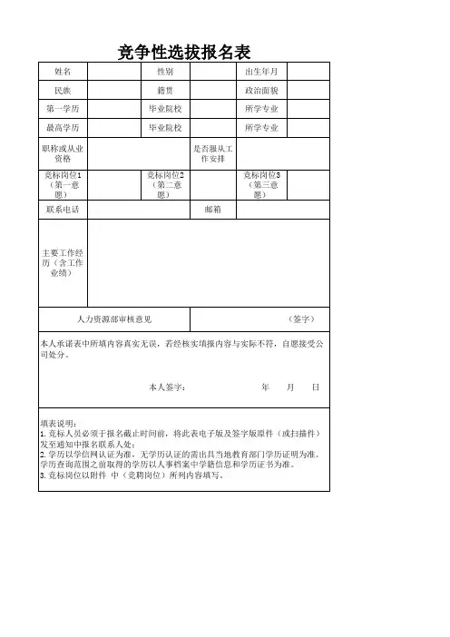 竞聘报名表