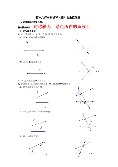 初中几何中线段和差的最大值与最小值典型分析(最全) 2