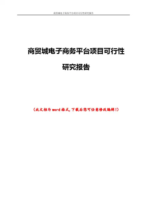 商贸城电子商务平台项目可行性研究报告