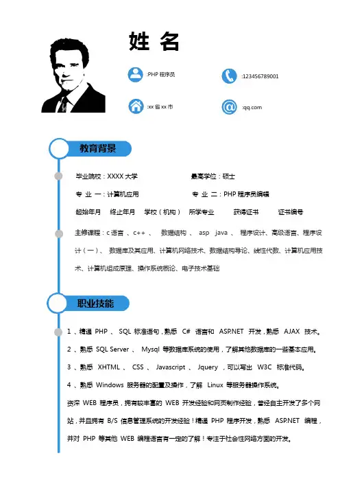 PHP程序员个人简历