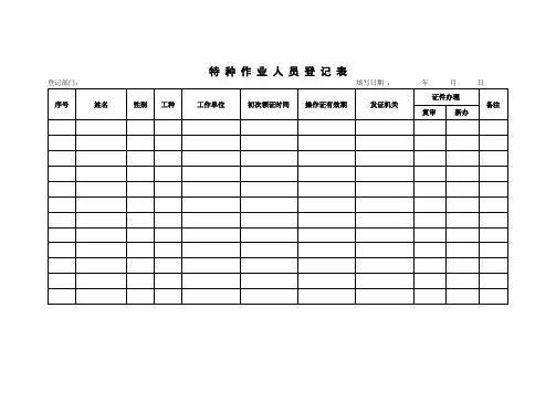 特种作业人员登记表