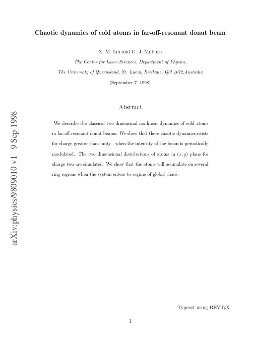 Chaotic dynamics of cold atoms in far-off-resonant donut beam