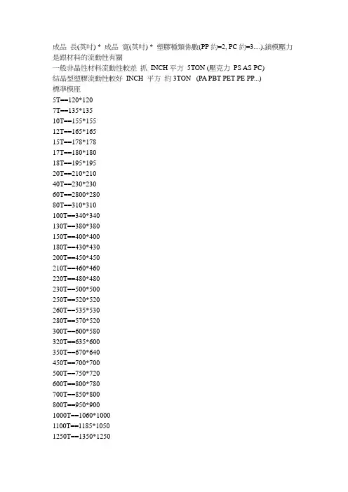 塑胶模具尺寸