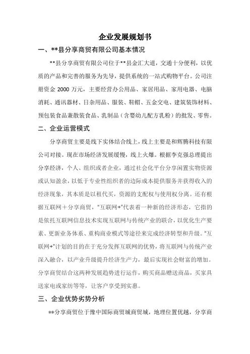 项目发展计划书
