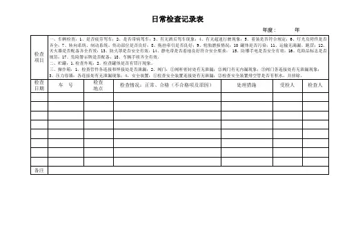 危险品运输车辆日常检查记录表