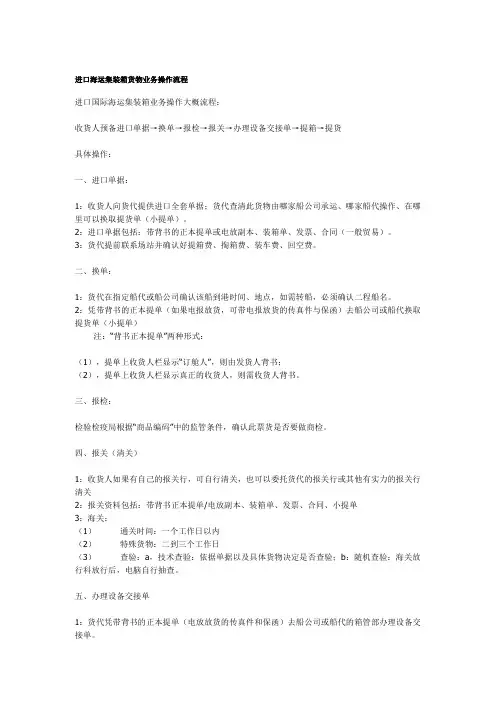 进口海运集装箱货物业务操作流程