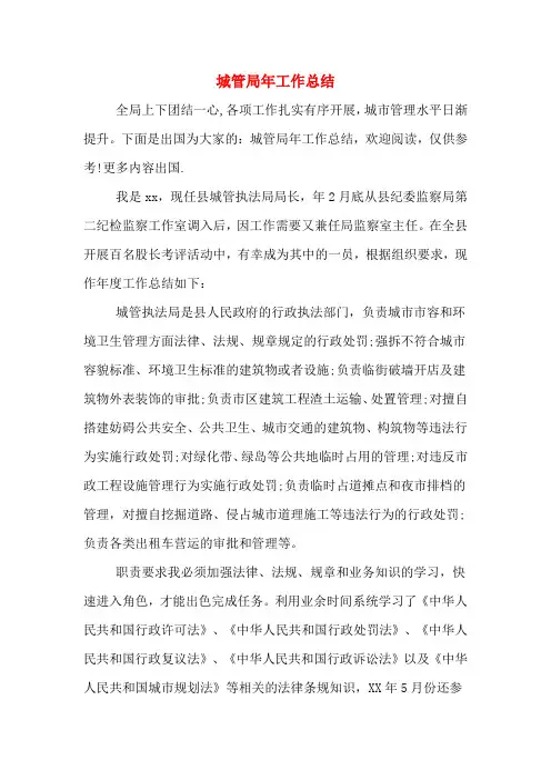 2019年城管局年工作总结