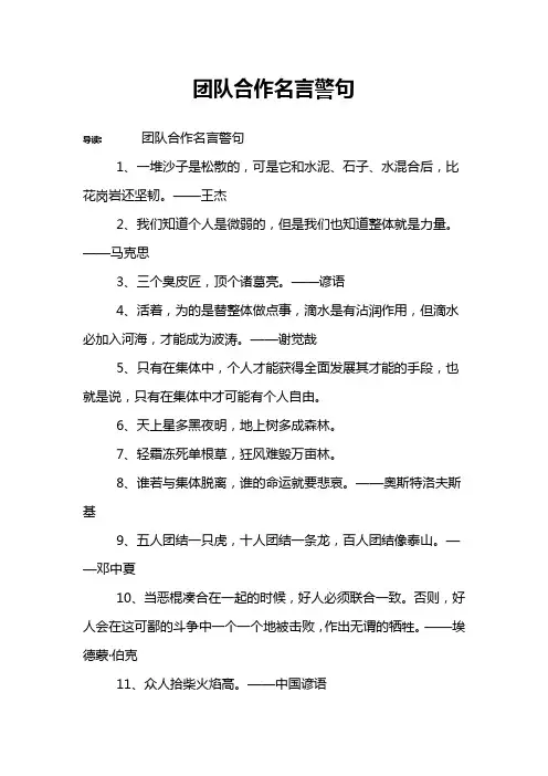 团队合作名言警句 2