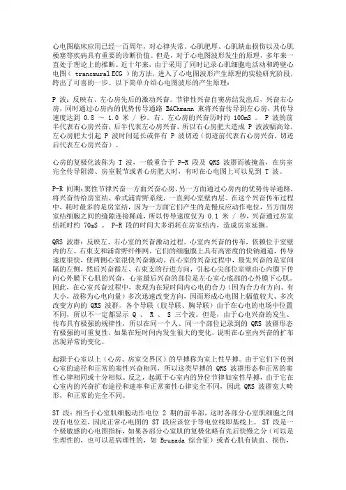 十三、体表心电图产生的心肌细胞电生理基础