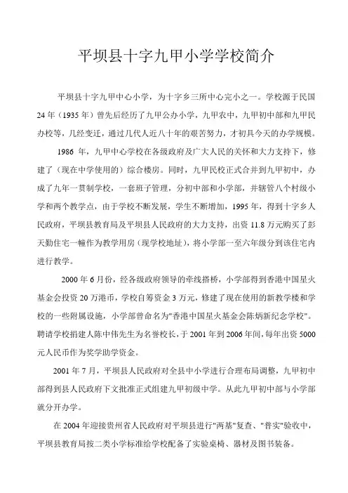 平坝县十字九甲中心小学简介