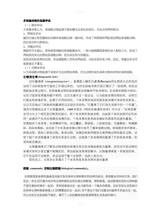 多细胞动物的起源学说 2
