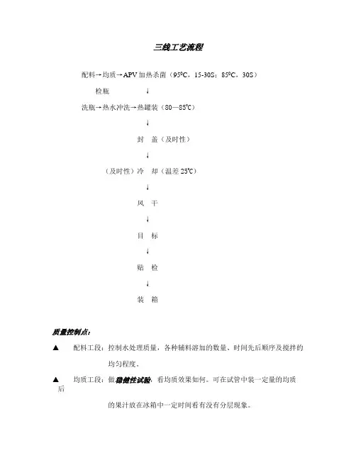 三线工艺流程(果汁饮料热灌装)