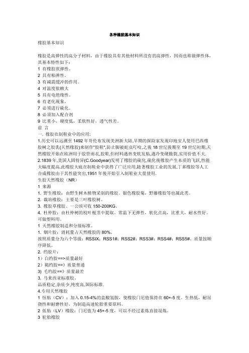 各种橡胶基本知识