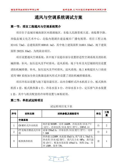 空调通风系统调试方案
