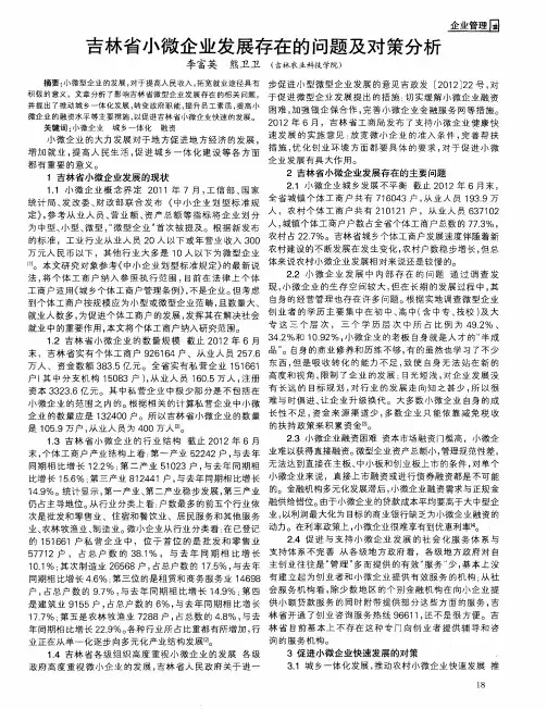 吉林省小微企业发展存在的问题及对策分析