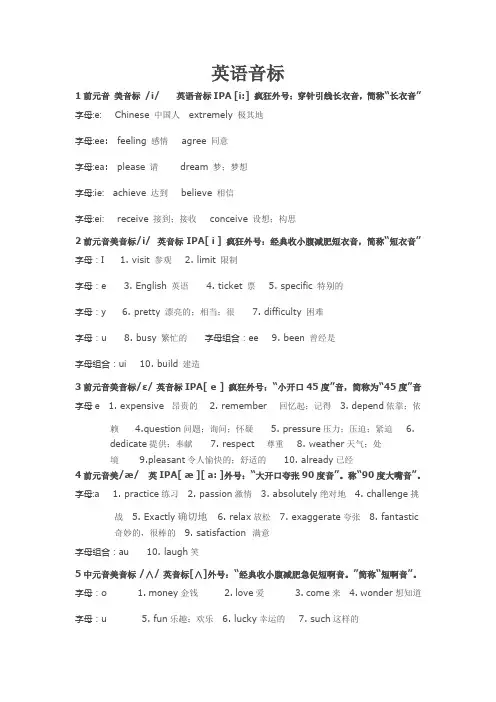 前元音 美语音标