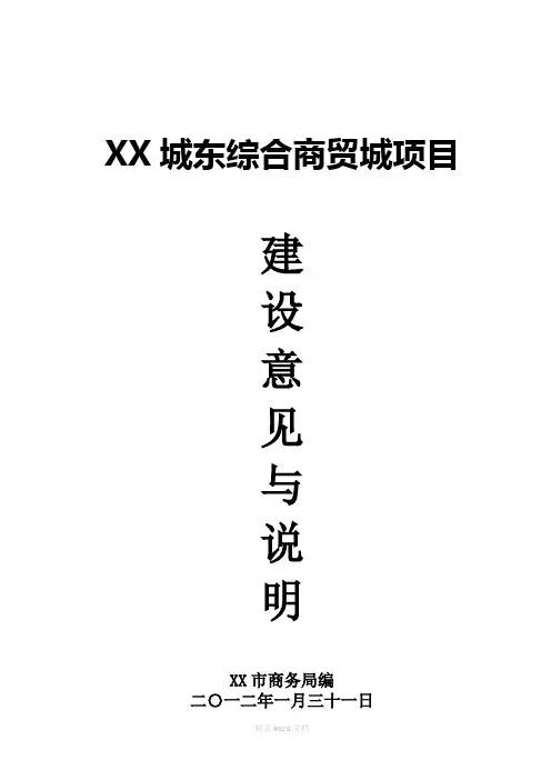 综合商贸城项目建设意见及分析(商贸城投资设计方案)