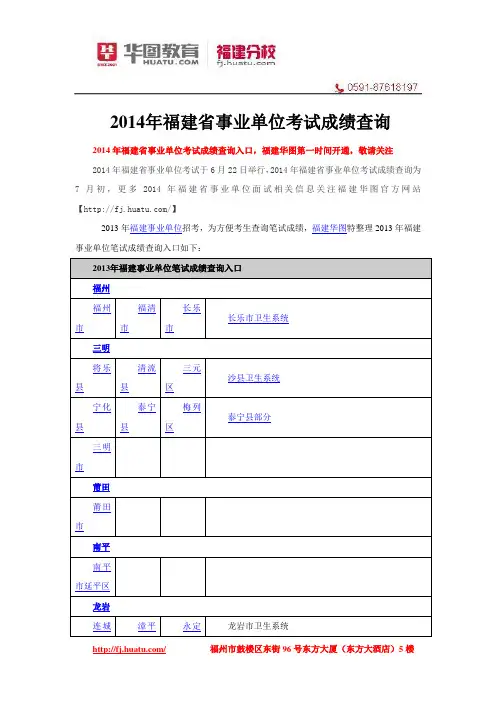 2013年福建省事业单位考试成绩查询入口
