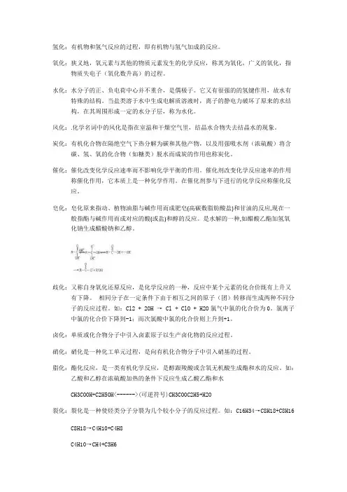 化学各种“化”的名词解释