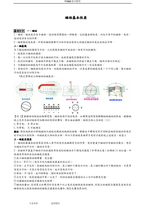 高中物理磁场知识点(详细总结)