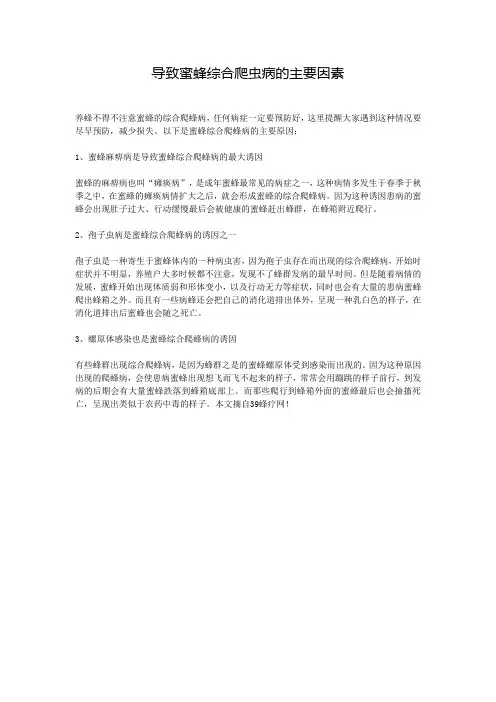 导致蜜蜂综合爬虫病的主要因素