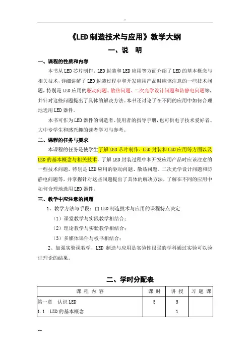 《LED制造技术与应用》教学大纲