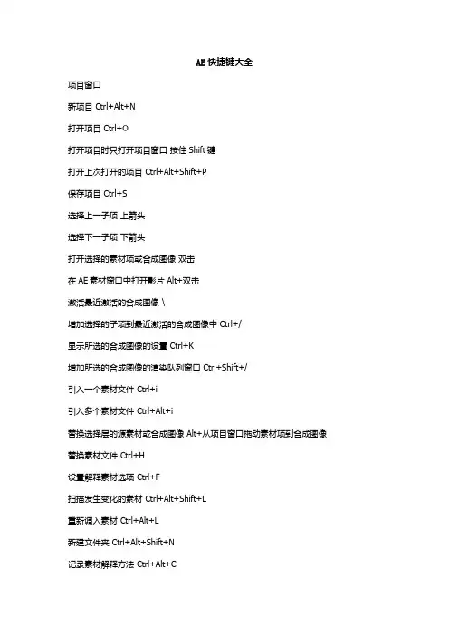 AE快捷键大全