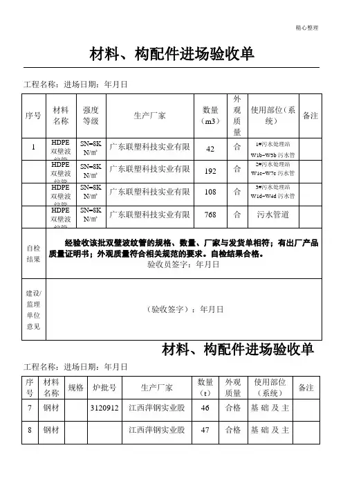 材料进场验收单 3