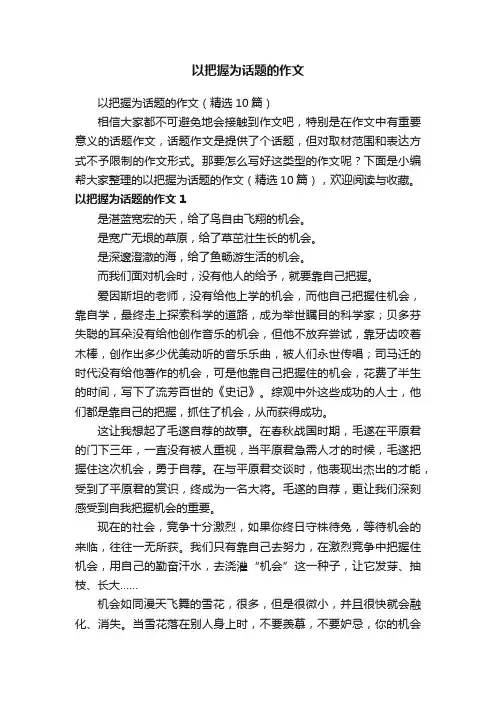 以把握为话题的作文