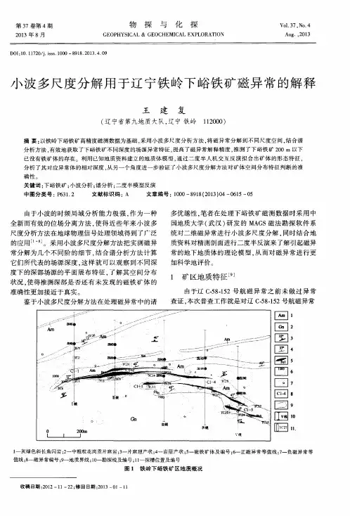 小波多尺度分解用于辽宁铁岭下峪铁矿磁异常的解释